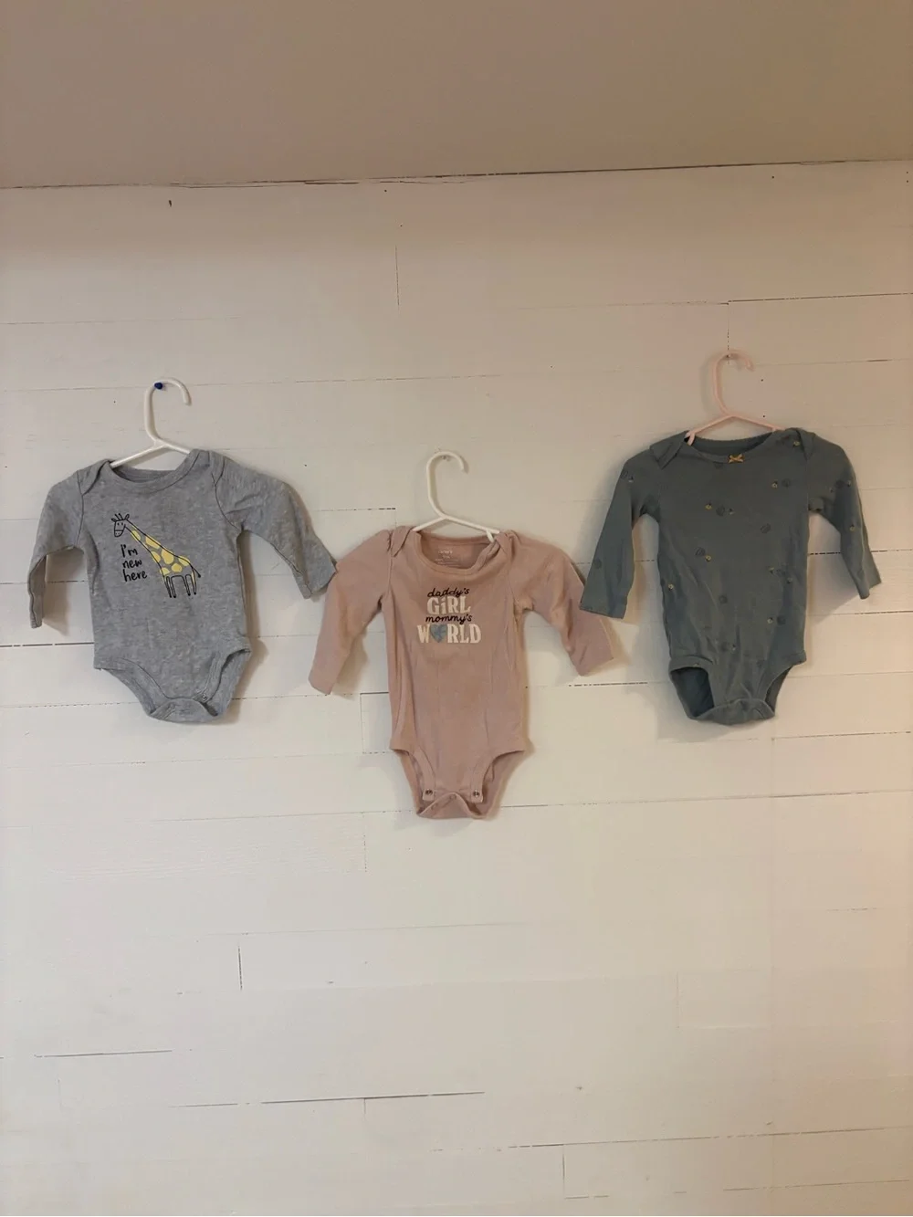 Baby Girl 9M Long Sleeve Bodysuit Lot of 3 Carters Baby Essentials